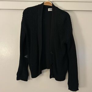 27 Miles - Black Cotton Knit Cardigan with Leather Star details - SZ XS